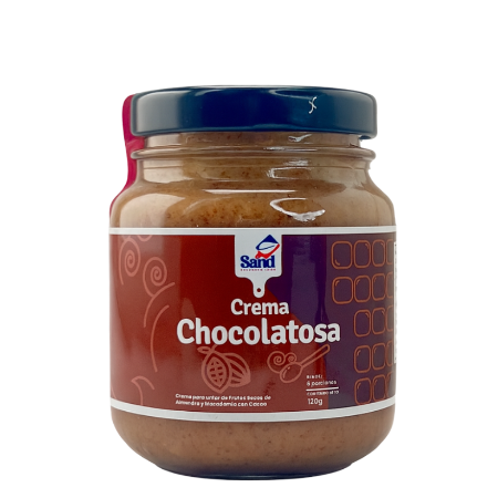 alt="Crema Chocolatosa Sand Balanced Food 120 g elaborada con almendras, macadamias y cacao. Crema de frutos secos con ingredientes naturales, sin aceites añadidos, sin azúcar refinada y sin conservantes."