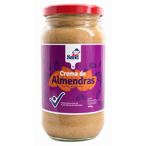 alt="Crema de almendras Sand Balanced Food 480 g elaborada con 100% almendras naturales. Mantequilla de almendras sin aceites añadidos, sin azúcar refinada, sin conservantes y con ingredientes reales."
