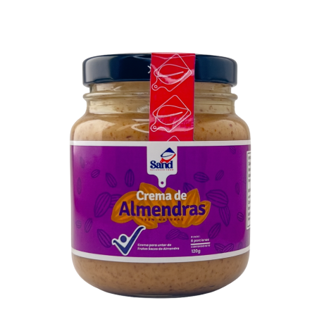 alt="Crema de almendras Sand Balanced Food 120 g elaborada con 100% almendras naturales. Mantequilla de almendras sin aceites añadidos, sin azúcar refinada, sin conservantes y con ingredientes reales."